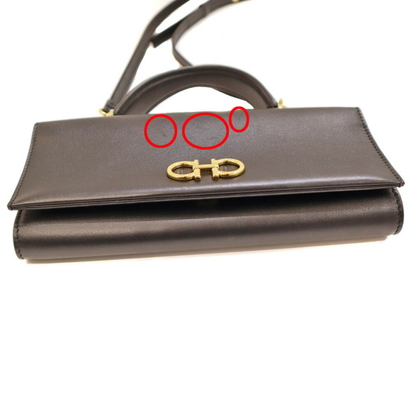 Salvatore Ferragamo Gancini Shoulder Wallet Strap Black Leather - Picture 4 of 8